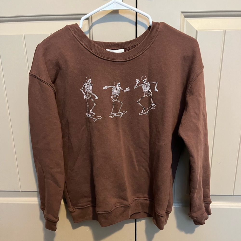 FULL TILT Girls Skeleton Skate Crew Oversized Sweatshirt